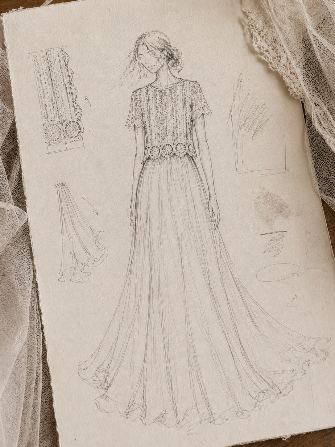 Sketch of a custom wedding dress